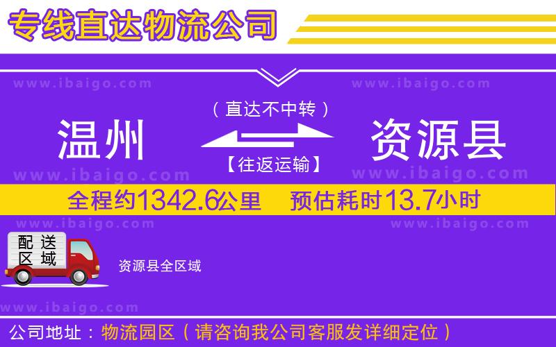 溫州到資源縣貨運公司