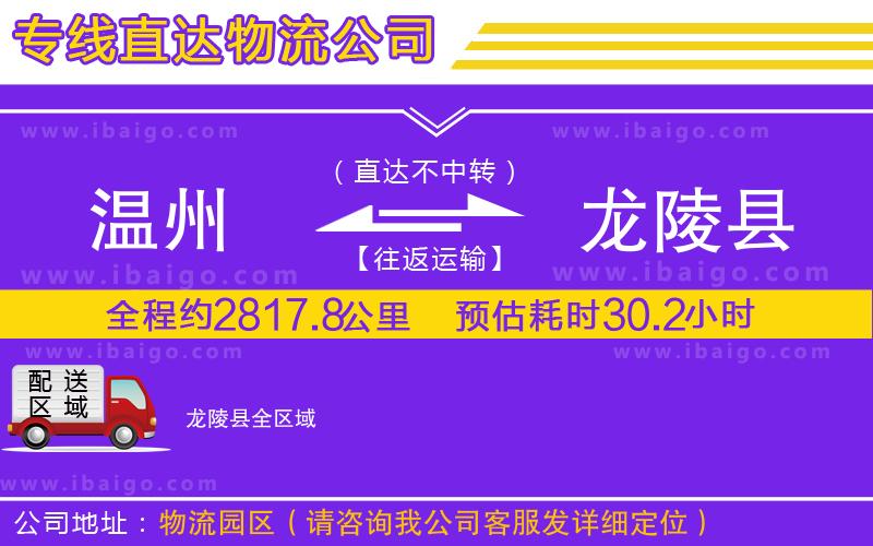 溫州到龍陵縣物流專線